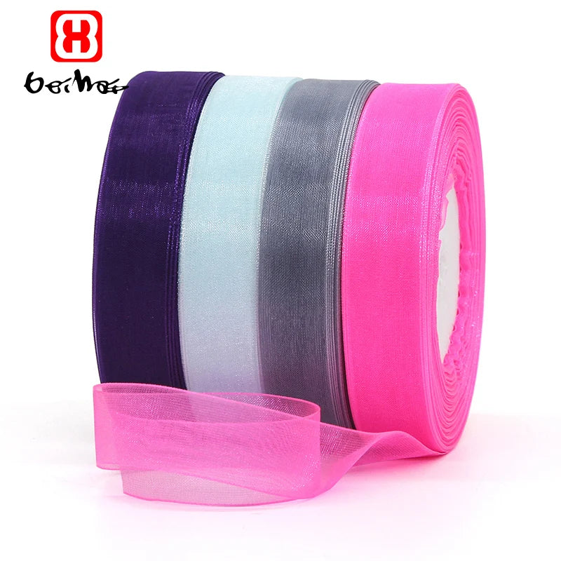 Factory Wholesale 20 mm Gift Ribbons Nylon Organza Ribbons Roll for Wrapping
