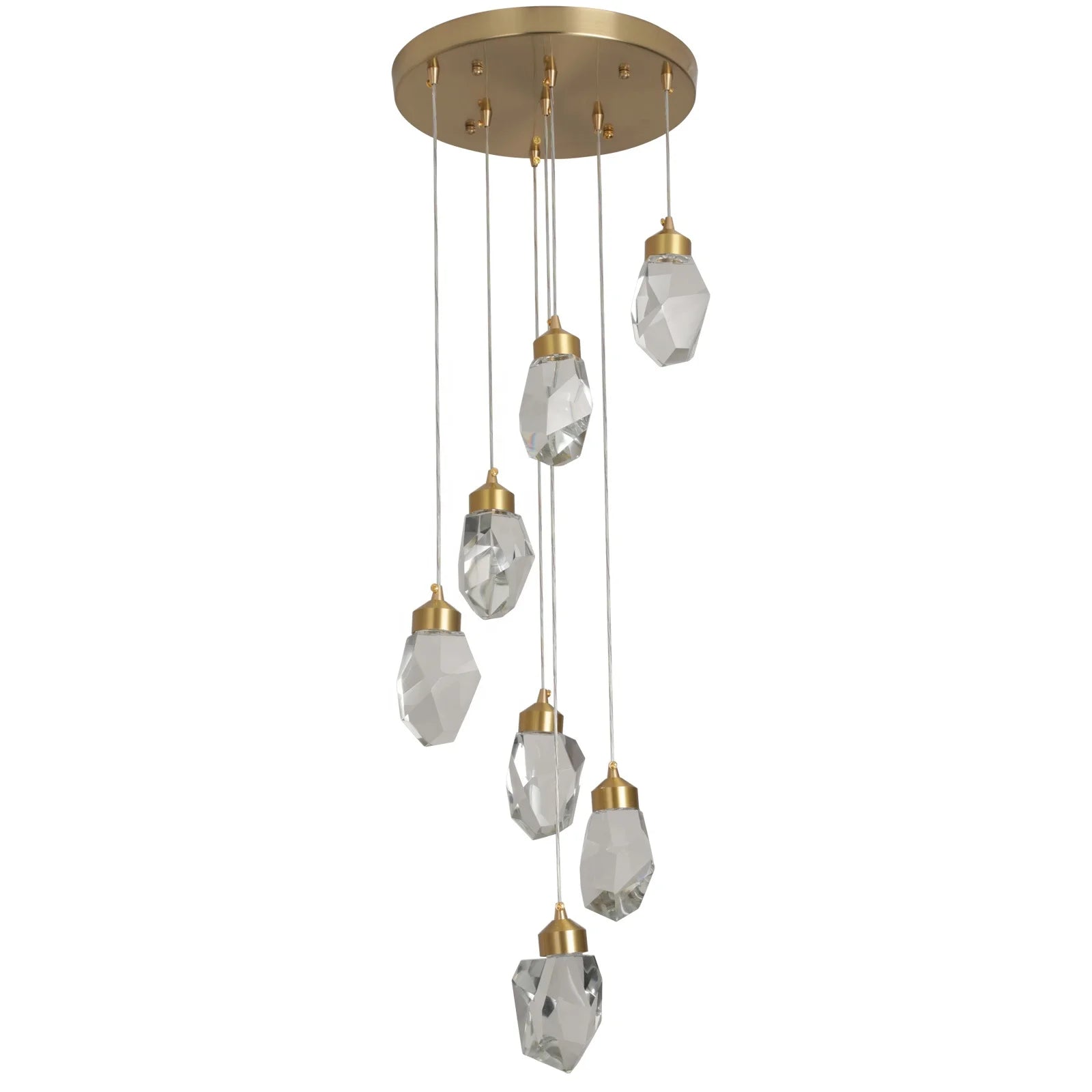 Modern Simple Light Luxury Crystal Chandelier Hotel Apartment Lobby Decoration Pendant Lamp Staircase Droplight