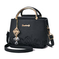 Oem Embroidery Black Flower Fancy Unique Latest Pu Leather Luxury Ladies Handbag for Women