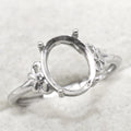 Sterling Silver 8*10mm Semi Mount Ring Empty Frame Blank Support Setting S925 Base Holder Without Center Stone for DIY Inlay