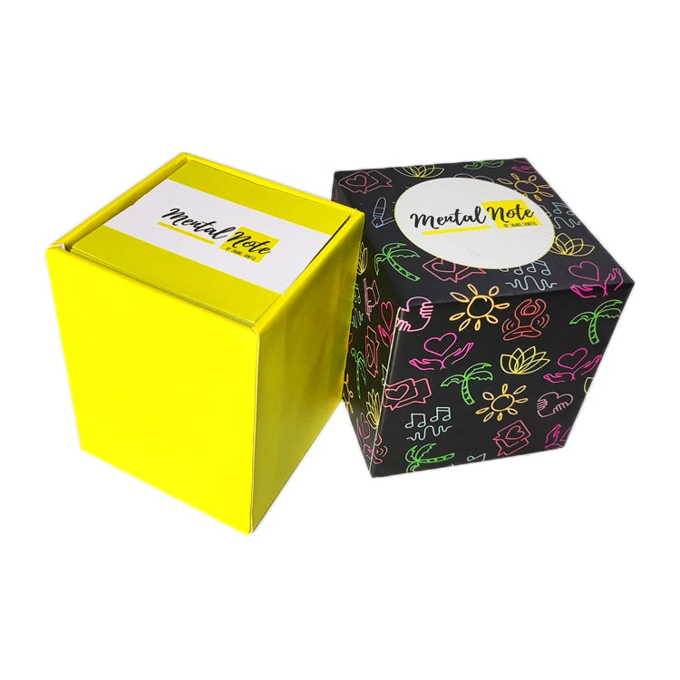 Custom Luxury Gift Packaging Box with Paper Lid and Base Colorful Affirmation Card Set Embossed and Matt Laminated Printing