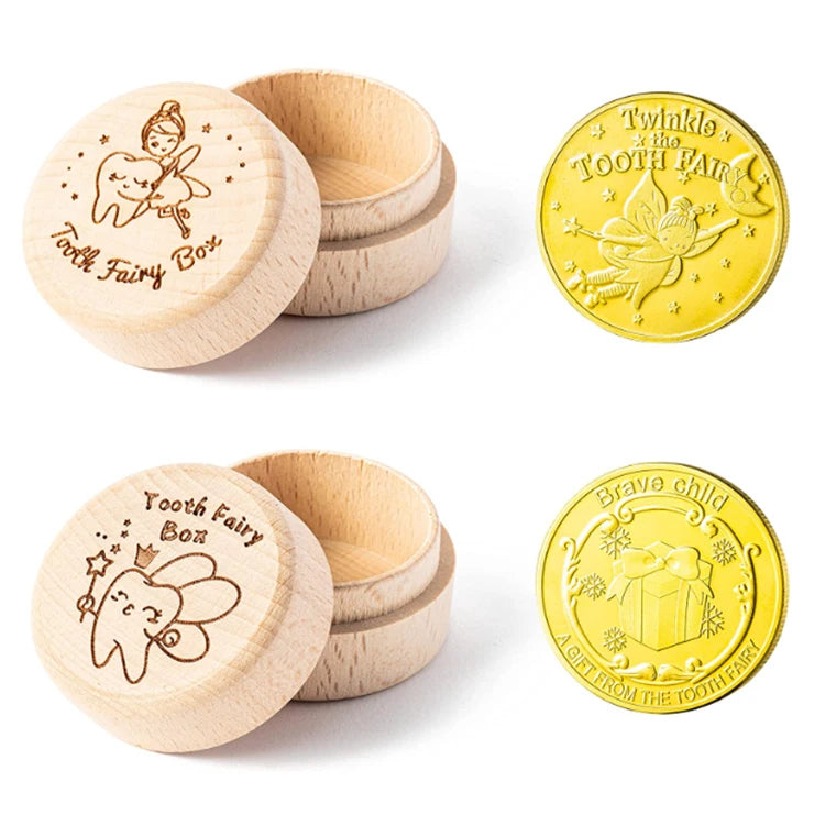 Hot Selling Round Personalized Children's Teeth Storage Wooden Box Decorated Wooden Box