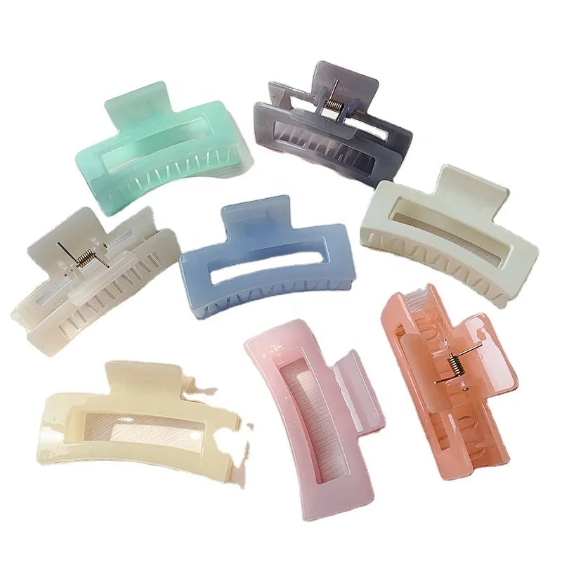Solid Color  Jumbo Size Jaw Clips Elegant Plain Acrylic Rectangle Hair Claw Clips for Women