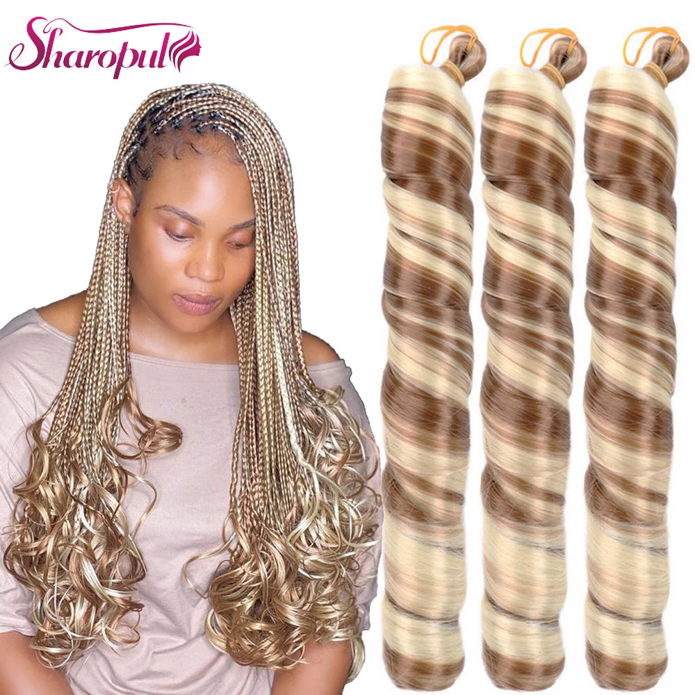 Synthetic High Temperature Loose Wave Curl Braids Spiral Curly Crochet Hair Extensions for Women Piano Color Dyed