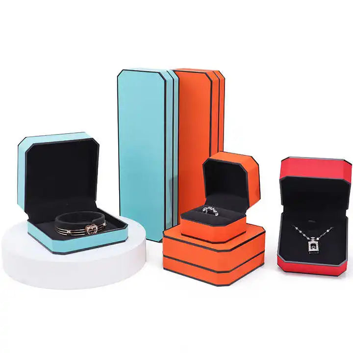 Luxury Individual Jewelry Boxes PU Leather Earrings Gift Bracelet Box Jewelry Package Set With logo