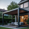 Louvered Aluminum Pergola Terrace Pavilion Garden Building with Waterproof Motorized Roof for Outdoor Sunshade and Leisure MegaBDM