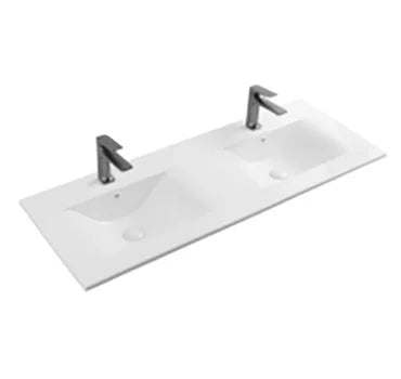 White Ceramic Cabinet Furniture Basin Under Counter Double Sink