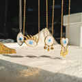 2022 Stainless Steel Waterproof Eyes Necklace for Women White Shell Eye Oval Heart Pendant Lucky Necklaces Jewelry