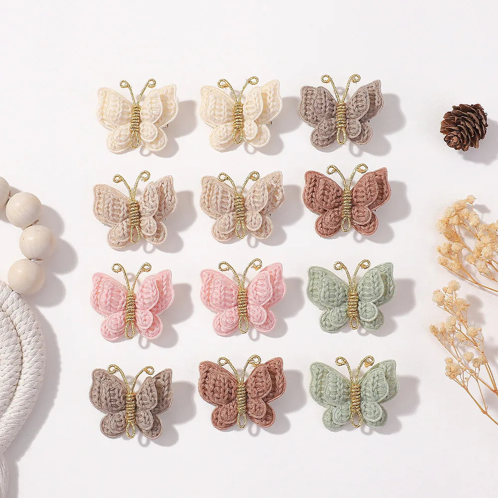 Cute Animal Butterfly Handmade Braided Hairclip Children Baby Alligator Hairgrip Hair Accessories Crochet Kid Hair Clip for Girl