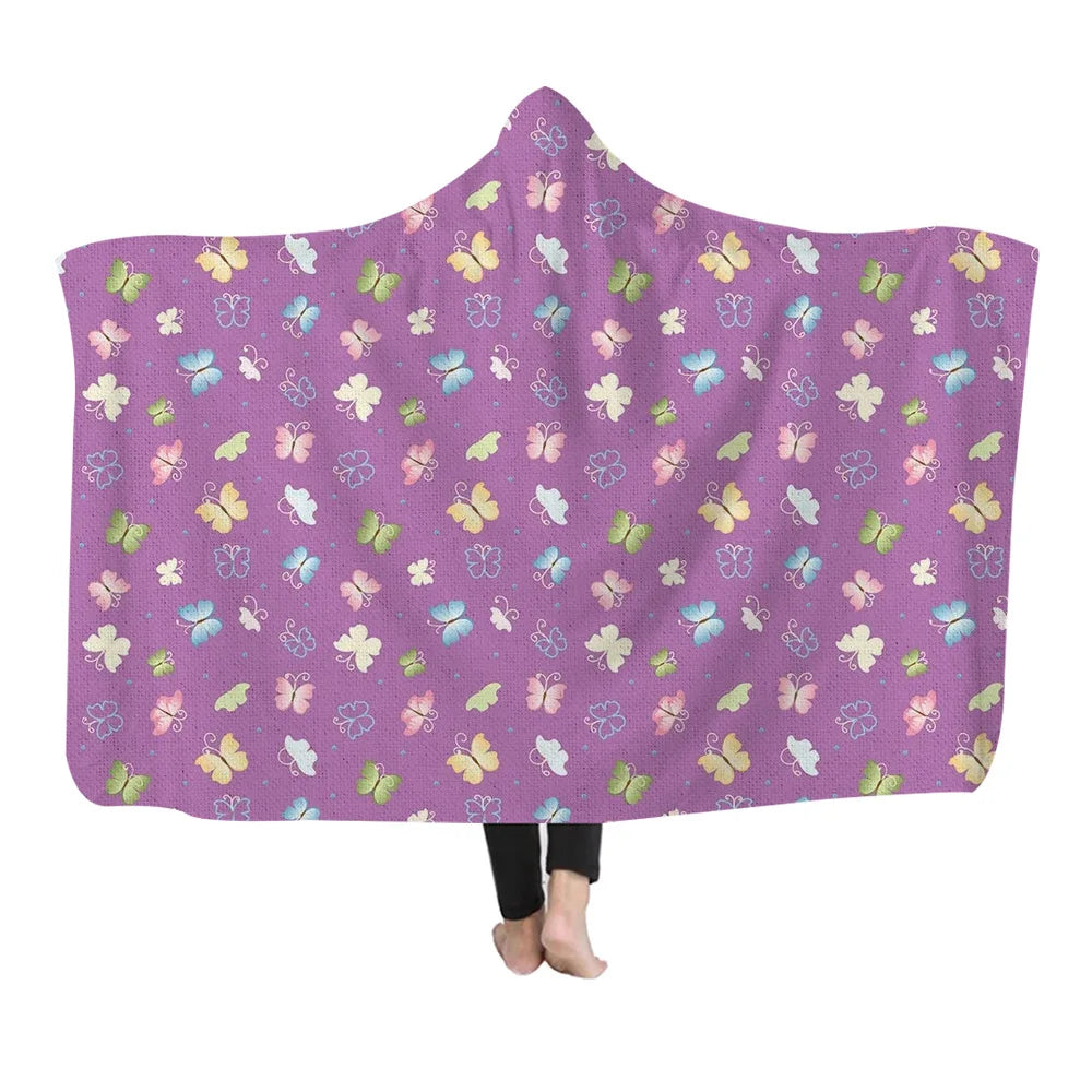 Custom Sublimation Print Crystal Velvet Sleep Wearable Blankets Dropshipping Cloak Hooded Blanket for Adult