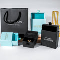 Custom Logo Printed Gift Paper Jewelry  Bags with Ribbon Rope Custom Jewelry Packaging Set for the Paper Bags and Paper Box