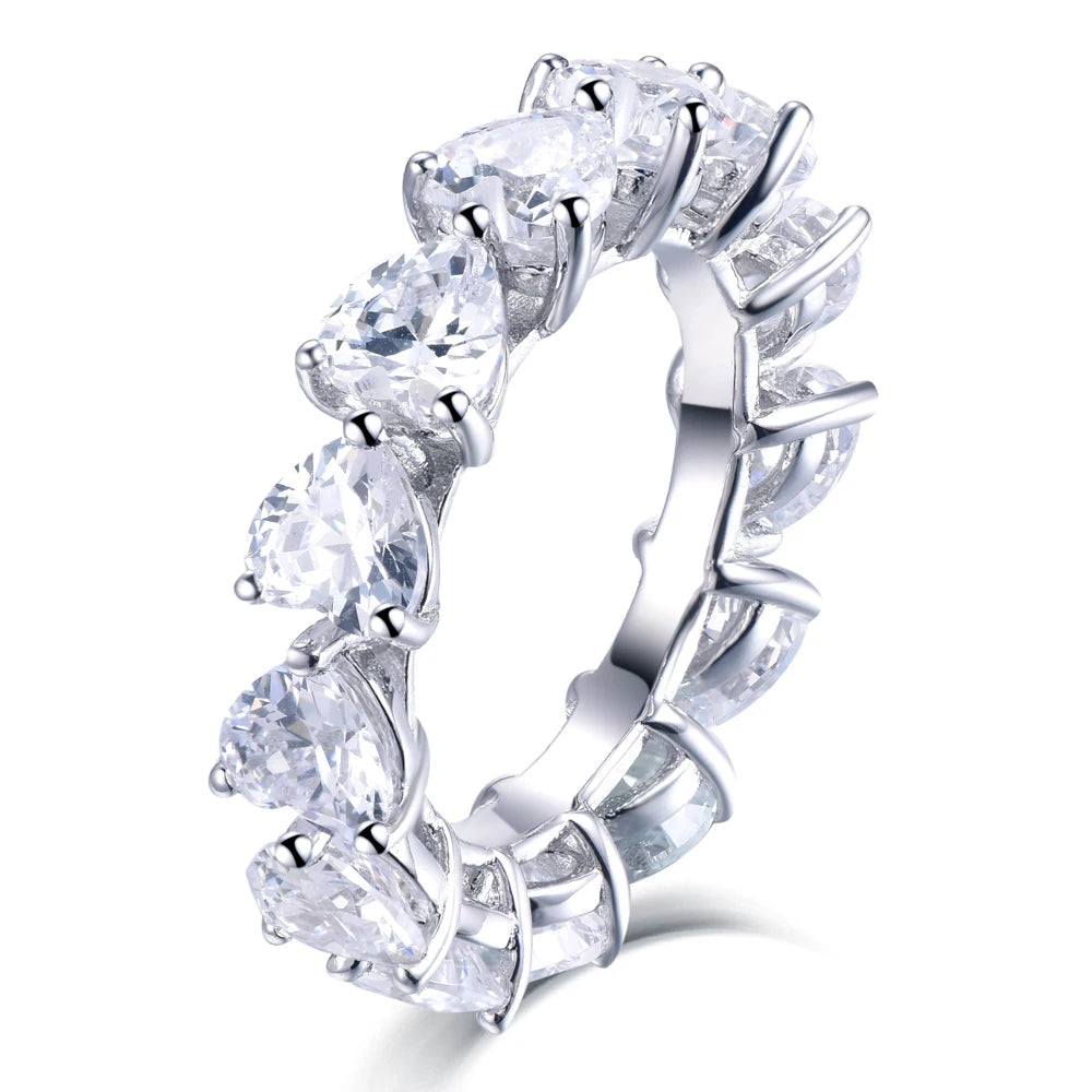 Tonglin 925 Sterling Silver Jewelry Simple and Elegant Silver Ring Daily Wear Heart Shape Cubic Zirconia Glow Ring