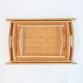 Wood Bamboo Serving Trays for Food Breakfast Party and Tea Coffee Table Ottoman Decor Set of 3