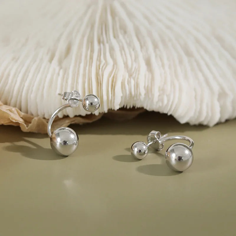 New Design S925 Sterling Silver Double Ball Screw Stud Earrings S925 Silver Jewelry for Women YH343