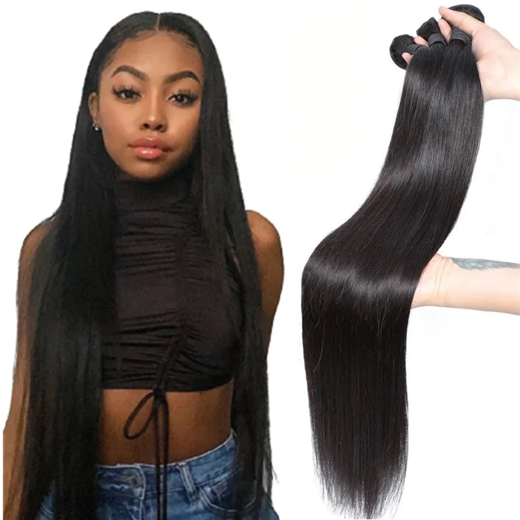 Wholesale 10A 12A Grade Brazilian Human Hair Extension Bone Straight Brazilian Virgin Human Hair Bundles with HD Lace Frontals