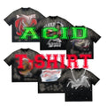 Custom Mens Acid Wash T Shirt Manufacturer Black Heavyweight  Distressed Vintage Tshirt Rhinestone T-shirt Oversized  t Shirts
