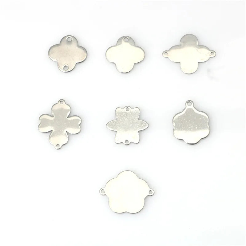 Stainless Steel Four-leaf Clover Flower Pendant Necklace Bracelet Diy Stainless Steel Ornament Accessories