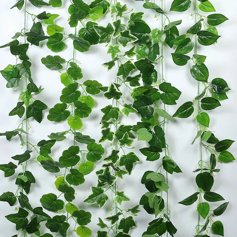 Best Quality Latex Silk Green Leaf Garland Ceiling Decoration Artificial Vines & Greenery Stems Decorative Flowers & Plants