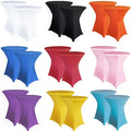 Black Spandex Stretch Wedding Tablecloth Round Cocktail Table Cover Fitted with Cloth Overlay