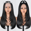 180% 250%  Density Human Lace Front Wigs Layered Silky Straight Pre Plucked 13x4 13x6 Transparent Frontal Raw Indian Hair Wig