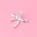 Simple Solid S925 Sterling Plain Silver Bow Charms Pendant for Jewelry Making Supplies 14.5*13.4mm