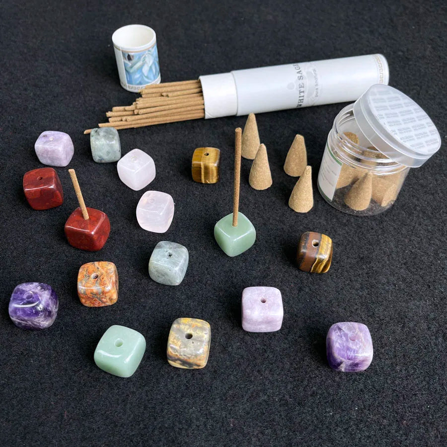 Wholesale Meditation Rose Quartz Incense Stick Holder Mixed Crystal Quartz Incense Holder
