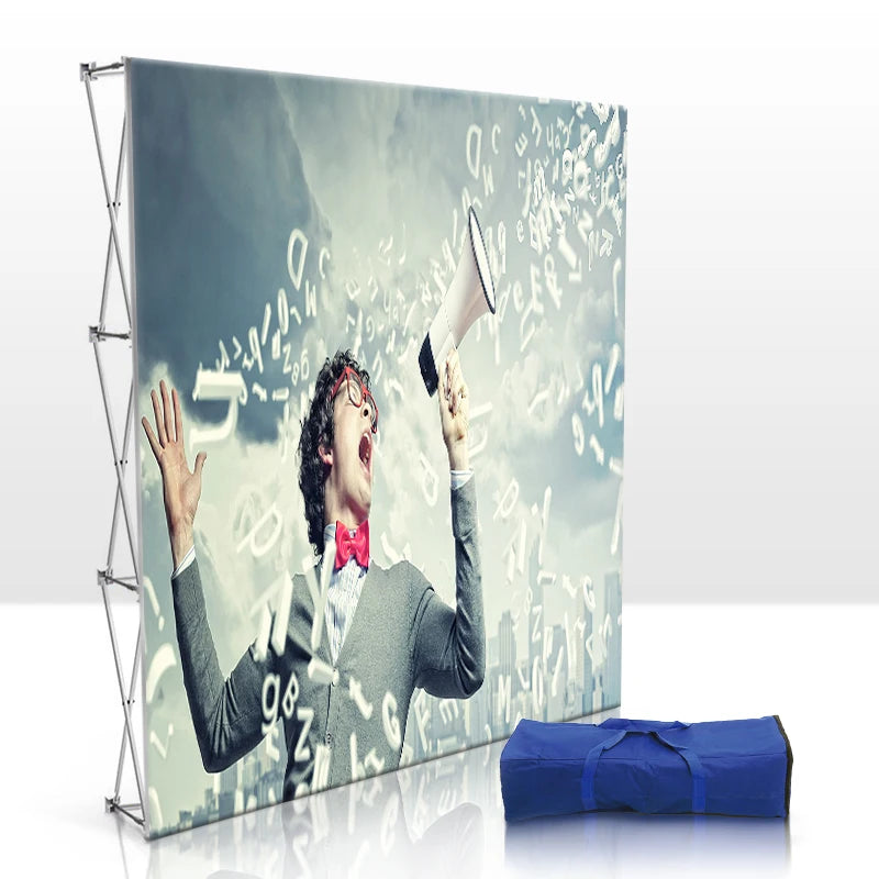 Exhibition Portable Backdrop Wall Banner Stand Fabric Horizontal 10x8ft Pop up Display Banner with Aluminum Stand