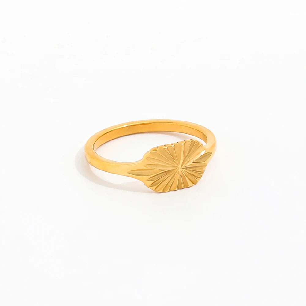 Fenny 18K Gold Plated Wholesale Waterproof&Tarnish Free Dainty Sunburst Stainless Steel Finger Ring Trendy for Women