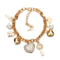 High Quality Hot Selling Designs Gold Silver Plating Crystal Key Heart Charms Women Bracelets