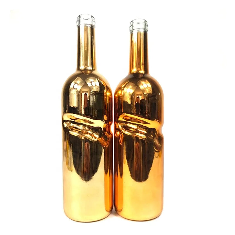 Free Shipping 750ml Glass Bottle Hand-held Bottle for High-end Foreign Wine Supports Electroplating Label with Plastic Cork
