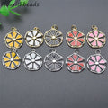 Fashion Jewelry Gold Silver Color Metal Brass Various Colors Enamel Flower Charm Pendants for Necklace Making