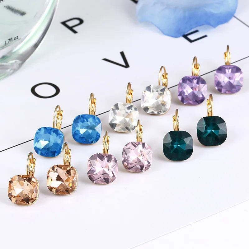 Fashion Hot Selling Crystal Earrings Simple Personality Jewelry Wholesale Multicolor Crystal Earrings
