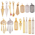 Delicacy Fashion Arrow Tie Geometric Cubic Zirconia CZ Paved Charm Pendant18K Real Gold Plated ColourCraft Jewelry Supply L17