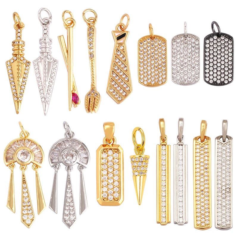 Delicacy Fashion Arrow Tie Geometric Cubic Zirconia CZ Paved Charm Pendant18K Real Gold Plated ColourCraft Jewelry Supply L17