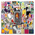 50 Pcs Various Colorful Lighters  PVC Waterproof Stickers for Laptop Skateboard Suitcase Refrigerator Handbag and Books