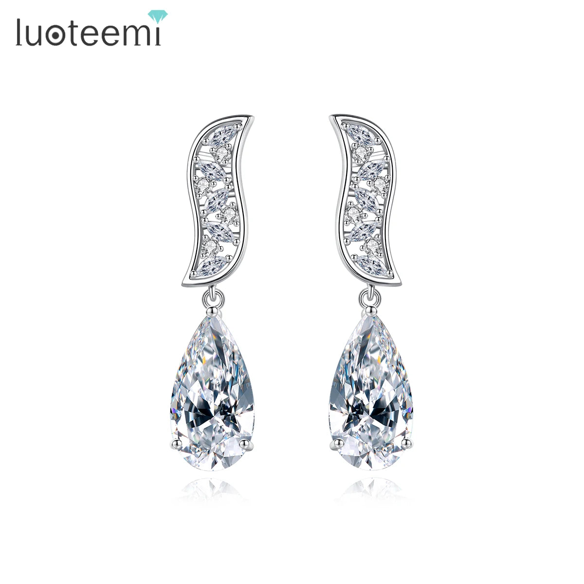 LUOTEEMI Earing Vintage 2026 Fashion Jewelry Elegant Big Zirconia Copper Luxury Design Party Earring Woman