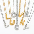 18K Gold Plated 26 Bubble Letter Pendant Necklace Stainless Steel Alphabet Necklace Fashion Jewelry for Women