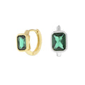EH1542 Women Fine Jewelry S925 Sterling Silver Hoop Earrings 18k Gold Plated Emerald Cut Green CZ Zircon Fashion Female Earrings