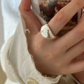 Geometric Glossy Round Chunky Open Rings for Women Birthday Gifts 925 Sterling Silver Jewelry