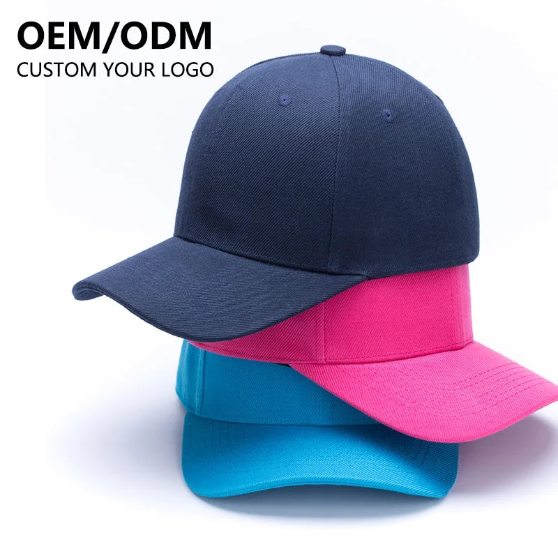OEM 100% Cotton Unisex Sporty Baseball Cap Custom Logo Printing 6 Panel Plain Color Golf Cap with Free Shipping Minimum MOQ