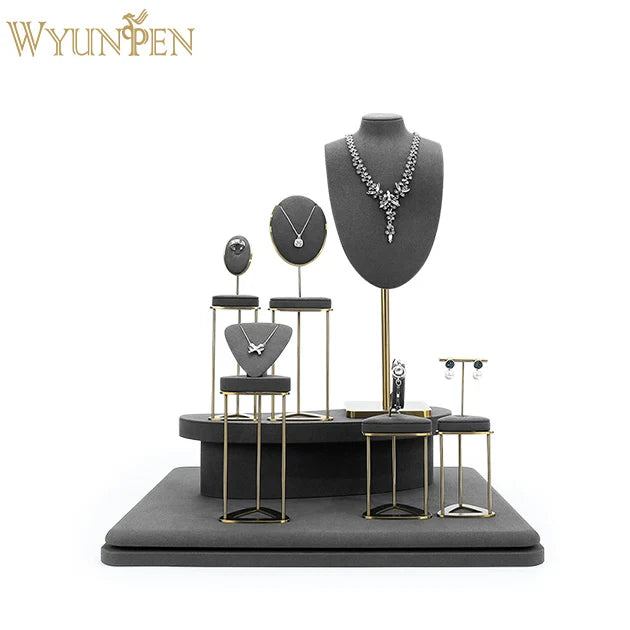 WYP Fashion Jewelry Display Stand Holder Custom Bracelet Necklace Ring Earring Holder Jewelry Display Stand Set