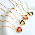 New Fashion 316L Stainless Steel Red Black Heart Love Pendant Choker Necklace Women P1383