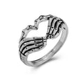 AA00088 Retro Skull Hand Heart-shaped Ring for Hip-hop Men Women Party Five-claw Ring Jewelry Gifts