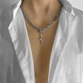 Stainless Steel Clavicle Chain for Men Hip-Hop Men's Necklace Personalized Design Detachable Cross Sweater Chain