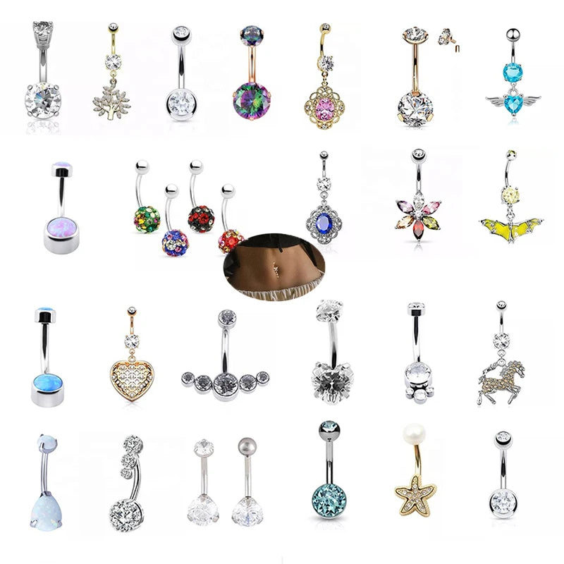 Belly Piercing Jewelry Belly Chain Jewelry Pierce Titanium Stainless Steel Belly Button Piercings Button Ring Zircon