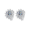 Shine Unique Trendy Fine Jewelry 925 Sterling Silver Wedding Sunflower Moissanite Earrings for Girls