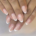 Custom Logo Nails Packaging Box New Design Full-Covered French Almond Nude White Press on Nails