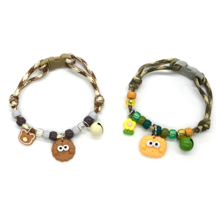 Adjustable Polyester Cat and Dog Necklace Cute Footprint Simple Bell Colorful Training Pet Collar
