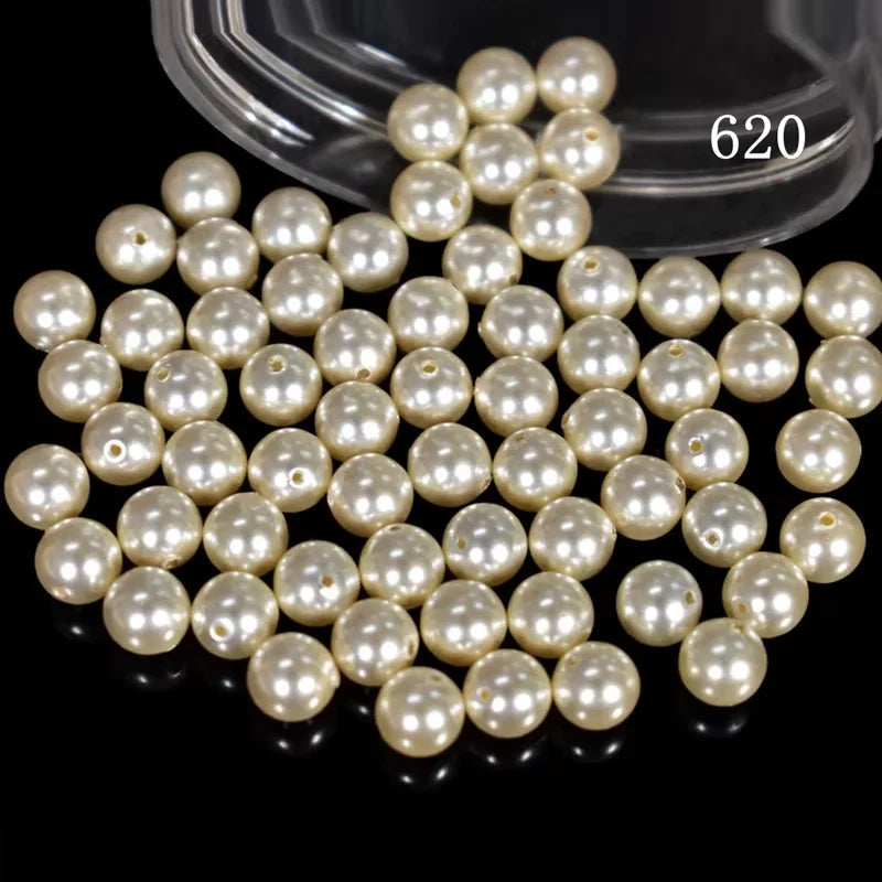 High Quality Round Glass 5A Pearl Beads Wholesale With  Half Hole for Earring Making and DIY