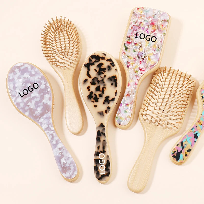 MiDairy CUSTOM LOGO COLOR Lady Head Dry Massage Brush Acetate Acrylic Bamboo for Wave Brush Men 890227-02